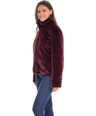 S.E.B Women's Faux Fur Jacket, Cute Fluffy and Fuzzy Coat, Medium Weight Perfect for Fall and Winter Burgundy $19.36 Coats