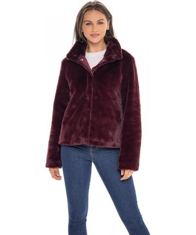 S.E.B Women's Faux Fur Jacket, Cute Fluffy and Fuzzy Coat, Medium Weight Perfect for Fall and Winter Burgundy $19.36 Coats