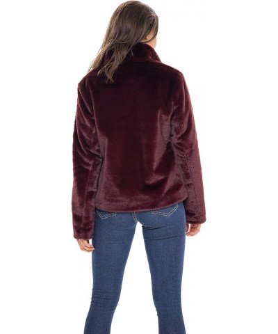 S.E.B Women's Faux Fur Jacket, Cute Fluffy and Fuzzy Coat, Medium Weight Perfect for Fall and Winter Burgundy $19.36 Coats