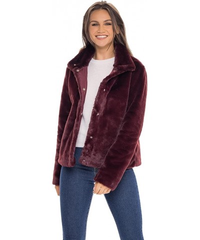 S.E.B Women's Faux Fur Jacket, Cute Fluffy and Fuzzy Coat, Medium Weight Perfect for Fall and Winter Burgundy $19.36 Coats