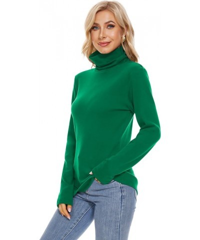 Womens Turtleneck Long Sleeve Top Fleece Lined Sweatshirt Lightweight Ultra Soft Base Layer Green $17.48 Activewear