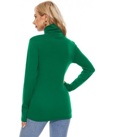 Womens Turtleneck Long Sleeve Top Fleece Lined Sweatshirt Lightweight Ultra Soft Base Layer Green $17.48 Activewear