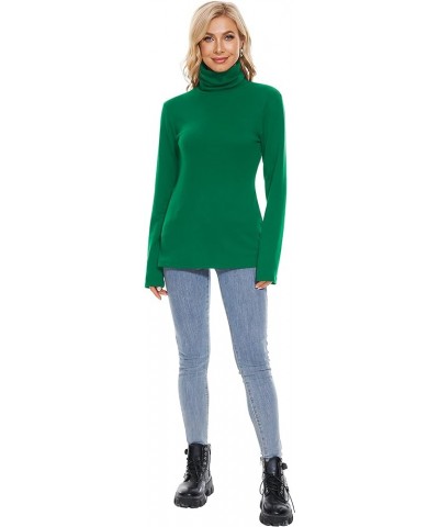 Womens Turtleneck Long Sleeve Top Fleece Lined Sweatshirt Lightweight Ultra Soft Base Layer Green $17.48 Activewear