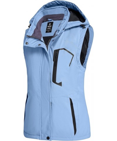 Women's Waterproof Winter Vest with Pockets Insulated Puffer Vest Denim Blue $26.49 Vests