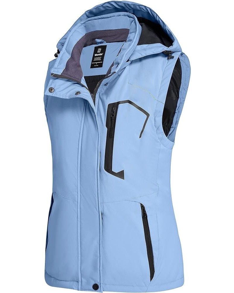 Women's Waterproof Winter Vest with Pockets Insulated Puffer Vest Denim Blue $26.49 Vests