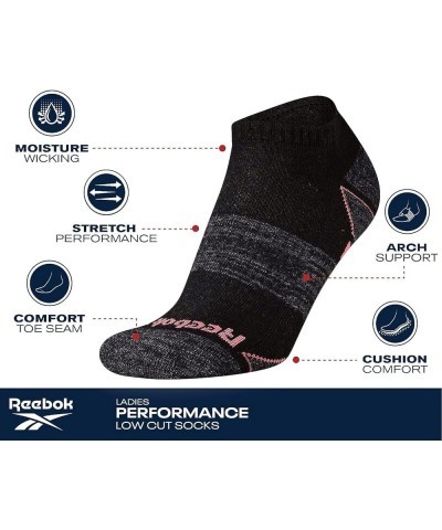 Women's Athletic Socks - Performance Cushioned Low Cut Socks (6 Pack) Black/Grey/White 4-10 $10.50 Activewear