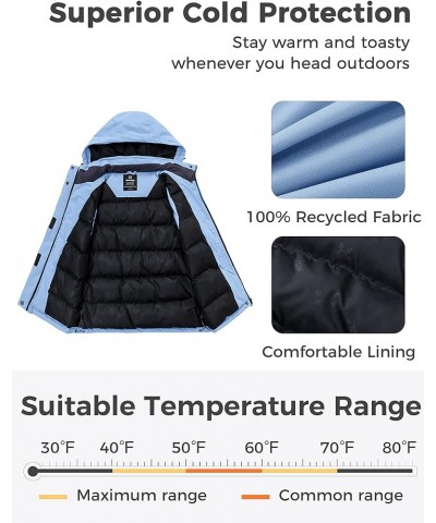 Women's Waterproof Winter Vest with Pockets Insulated Puffer Vest Denim Blue $26.49 Vests