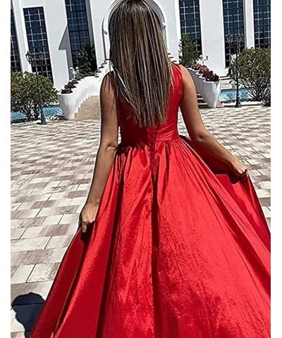 One Shoulder Prom Dresses Long Slit Satin A Line Evening Formal Gowns for Women Navy $40.27 Dresses