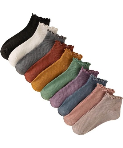 Women's 10 Pairs Graphic Ribbed Knit Athletic Running Ankle Socks Sets Multicolor $11.19 Activewear