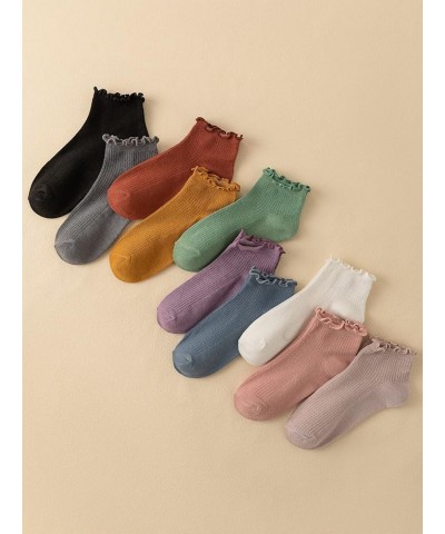 Women's 10 Pairs Graphic Ribbed Knit Athletic Running Ankle Socks Sets Multicolor $11.19 Activewear