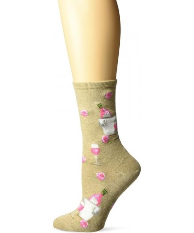 Women's Novelty Geometric Pattern Crew Rose Wine (Hemp Heather) $6.61 Socks