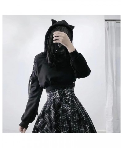 Womens Cat Ear Hoodie Sweatshirt Long Sleeve Sweater Off Shoulder Cat Cute Crop Top Hoodies Pullover Black 14 $12.55 Hoodies ...