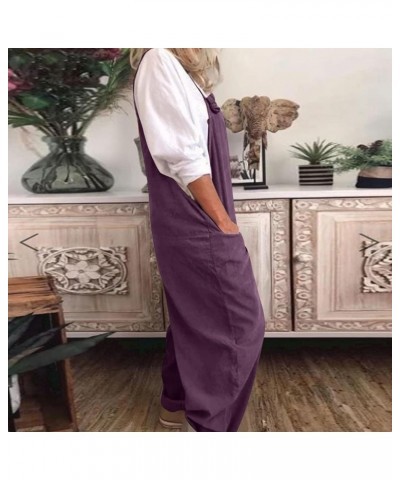 Womens Adjustable Bib Overalls Loose Fit Casual Dressy Wide Leg Jumpsuit Harem Long Pants Comfy Romper with Pockets B2-dark P...