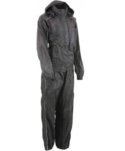 SH2342 Women's Black Water Resistant Rain Suit with Reflective Butterflies - 3X-Large X-Large Black $32.44 Coats