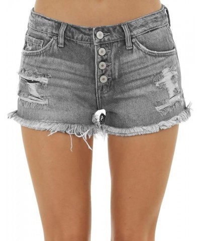 Women's Casual Summer Denim Shorts Mid Waisted Stretchy Ripped Jean Shorts with Pockets A4 Grey $18.86 Shorts