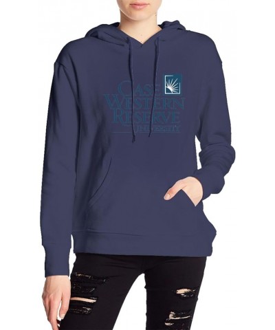 Case Western Reserve University Logo Womens Casual Hoodies Pullover Tops Drawstring Long Sleeve Sweatshirts Navy Blue $13.40 ...