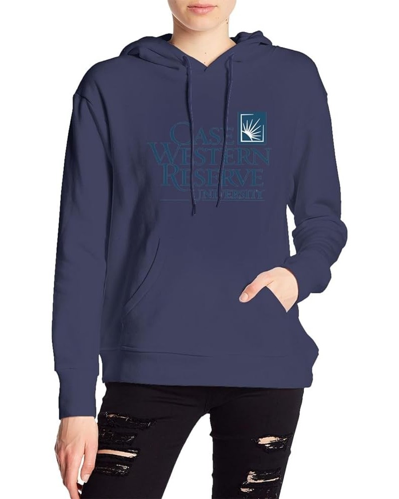 Case Western Reserve University Logo Womens Casual Hoodies Pullover Tops Drawstring Long Sleeve Sweatshirts Navy Blue $13.40 ...