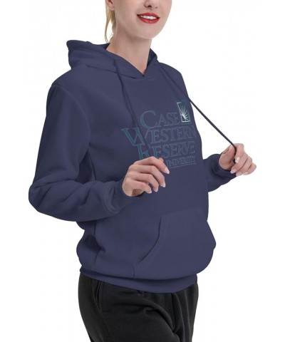 Case Western Reserve University Logo Womens Casual Hoodies Pullover Tops Drawstring Long Sleeve Sweatshirts Navy Blue $13.40 ...