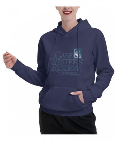 Case Western Reserve University Logo Womens Casual Hoodies Pullover Tops Drawstring Long Sleeve Sweatshirts Navy Blue $13.40 ...