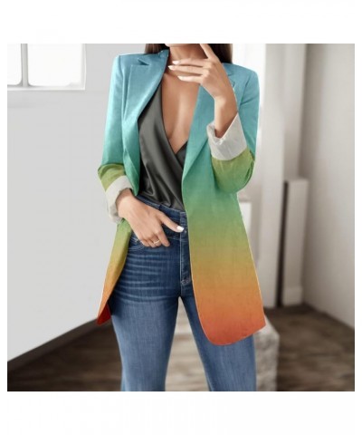 2023 Womens Casual Blazers Open Front Long Sleeve Lapel Collar Suit Jackets Plus Size Color Block Work Office Jacket Coat 04-...