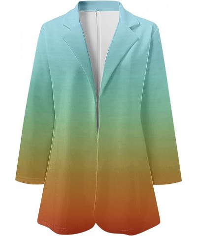 2023 Womens Casual Blazers Open Front Long Sleeve Lapel Collar Suit Jackets Plus Size Color Block Work Office Jacket Coat 04-...