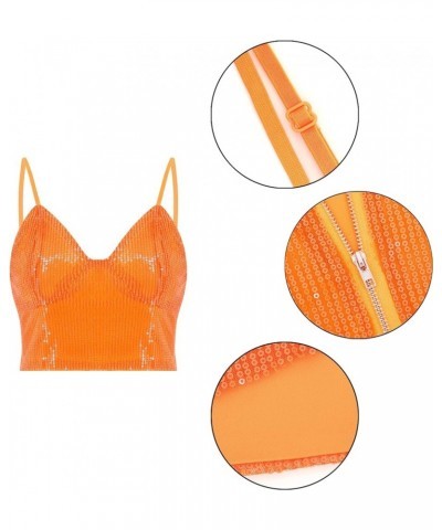 Women's Rhinestone Diamond Tank Top Color Beaded Sling Tube Top Bustier Vest Crop Top Sexy Corset Bra Summer Sparkle Orange $...