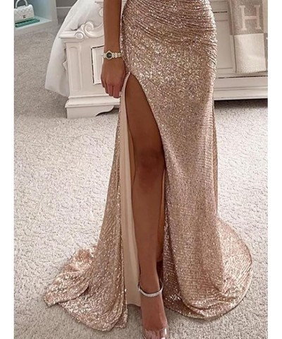 Women's Off Shoulder Sequin Prom Dresses Long V Neck Sparkly Formal Evening Party Dresses with High Slit QA037 Emerald Green ...