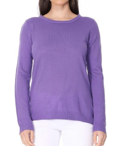 Women's Knit Pullover Sweater – 3/4 Sleeve Crewneck Soft Casual Lightweight Basic Solid Knitted Top C.mk3399 - Blueberry $8.8...