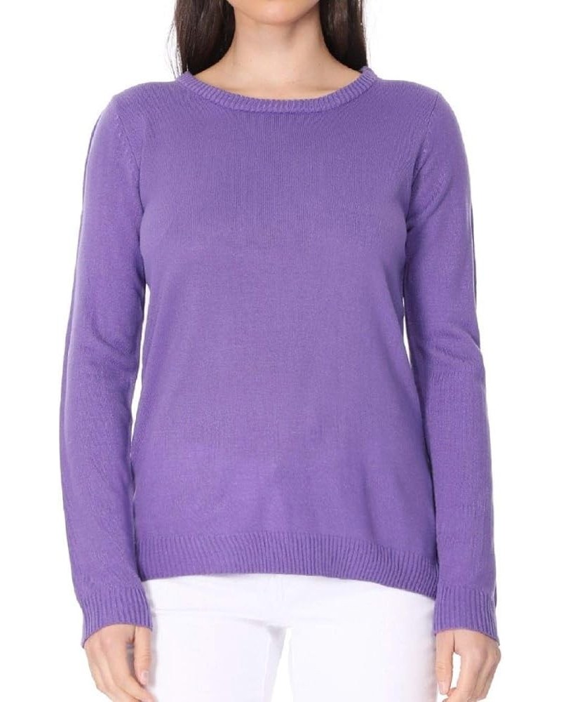 Women's Knit Pullover Sweater – 3/4 Sleeve Crewneck Soft Casual Lightweight Basic Solid Knitted Top C.mk3399 - Blueberry $8.8...