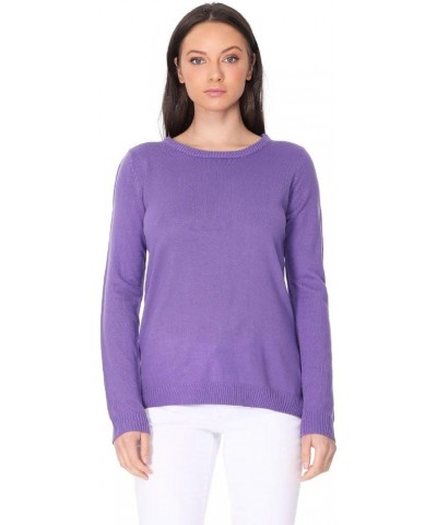 Women's Knit Pullover Sweater – 3/4 Sleeve Crewneck Soft Casual Lightweight Basic Solid Knitted Top C.mk3399 - Blueberry $8.8...