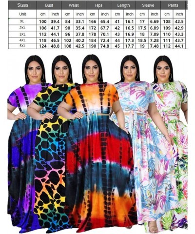 Sexy Skirt Sets Women 2 Piece Outfits Plus Size Summer Short Sleeve Tie Up Top and Maxi Skirt Set Party Dress Leopard S3276 $...