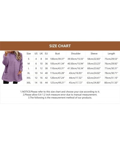 Winter Long Sleeve Fuzzy Sweater for Women Casual Sherpa Fleece Crew Neck Loose Soft Pullover Jumper Tops with Pocket Light G...