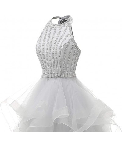 Women's Halter Cocktail Party Dress Tulle Prom Dresses Short Teens Homecoming Dresses Beaded Prom Gown Mint Green $38.22 Dresses