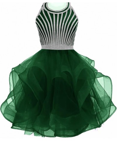 Women's Halter Cocktail Party Dress Tulle Prom Dresses Short Teens Homecoming Dresses Beaded Prom Gown Mint Green $38.22 Dresses