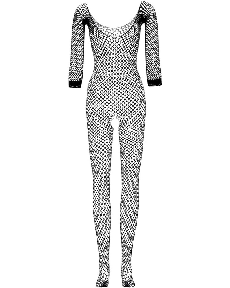 Plus Size Lingerie for Women Asymmetric Neck Fishnet BabyDoll Bodysuit Cut Out Sparkle Rhinestone Fishnet Lingerie Bodysuit Z...