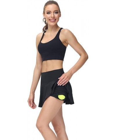 Millie Rose Tennis Skirts - Cute Golf Skort - High Waisted Pickleball Skirt with Undershorts and Ball Pocket Jet Black $31.39...