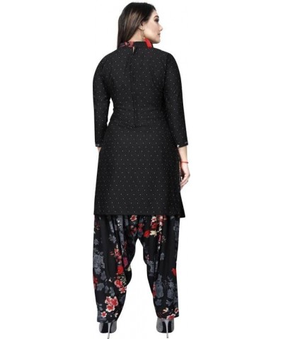 Readymade Blk Punjabi Salwar Suit of Printed Crepe Fabric with Chiffon Dupatta for Women Black -14 $22.20 Suits