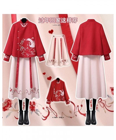 Chinese Style Embroidered Thin Blouse, Women's Coat, Woolen Cloth,Hanfu Skirt (Color : Auburn, Size : XL 60kg-70kg) M 40kg-50...