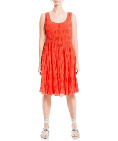 Women's Textured Sleeveless A-line Dress Papaya $23.43 Dresses