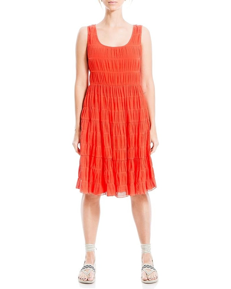 Women's Textured Sleeveless A-line Dress Papaya $23.43 Dresses