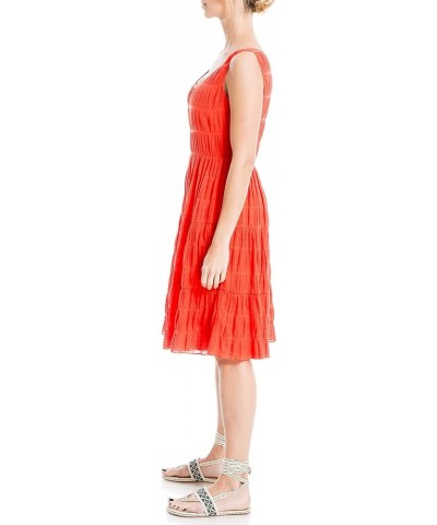 Women's Textured Sleeveless A-line Dress Papaya $23.43 Dresses