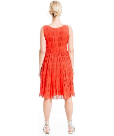 Women's Textured Sleeveless A-line Dress Papaya $23.43 Dresses