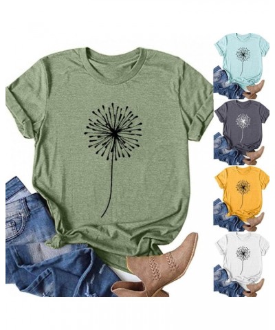 Womens Tops, Women's Dandelion Summer T Shirt Plus Size Loose Blouse Tops Girls Short Sleeve Graphic Casual Tees Green $2.85 ...