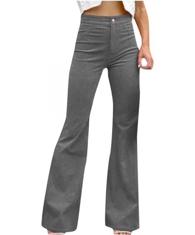 Women's Wide Leg Pants with Pockets High Waist Adjustable Knot Loose Casual Trousers Business Work Casual Pants 01-gray $12.2...