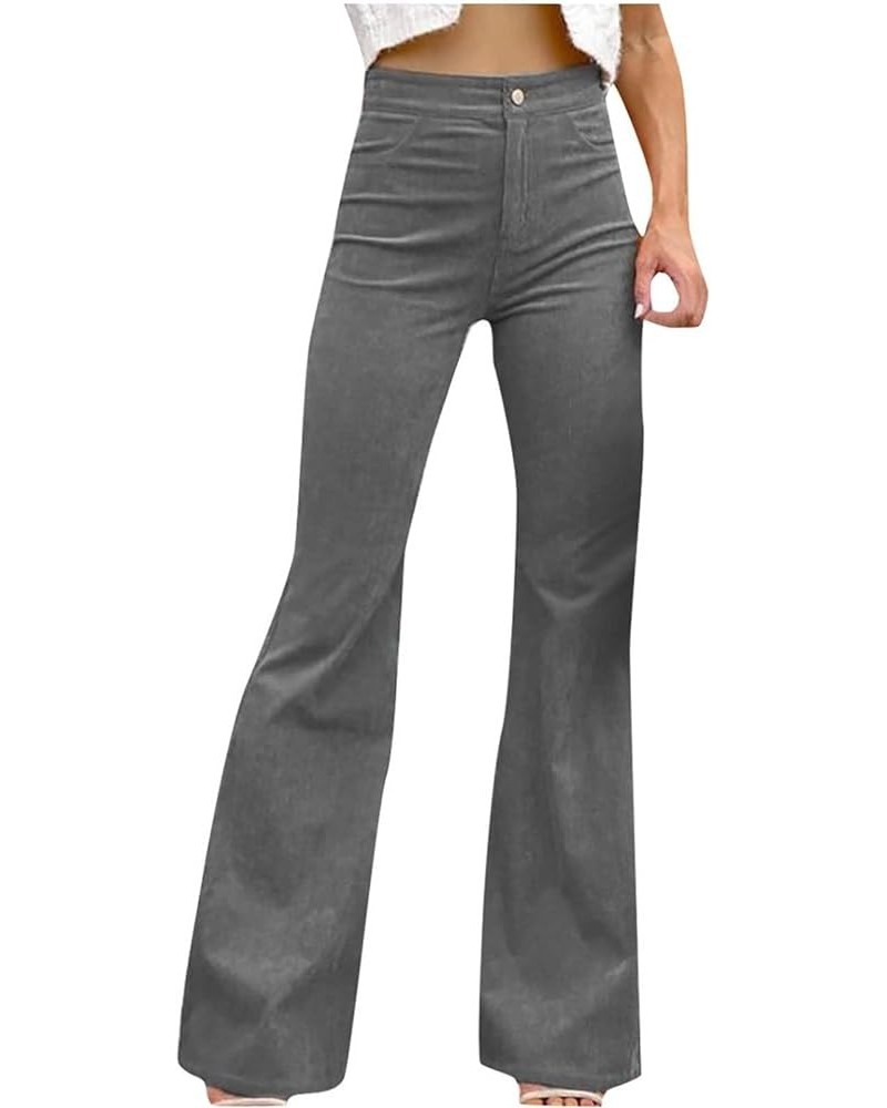 Women's Wide Leg Pants with Pockets High Waist Adjustable Knot Loose Casual Trousers Business Work Casual Pants 01-gray $12.2...