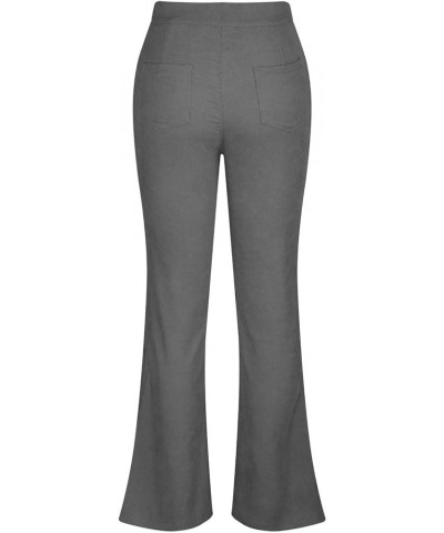 Women's Wide Leg Pants with Pockets High Waist Adjustable Knot Loose Casual Trousers Business Work Casual Pants 01-gray $12.2...