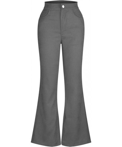 Women's Wide Leg Pants with Pockets High Waist Adjustable Knot Loose Casual Trousers Business Work Casual Pants 01-gray $12.2...