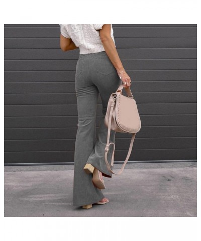 Women's Wide Leg Pants with Pockets High Waist Adjustable Knot Loose Casual Trousers Business Work Casual Pants 01-gray $12.2...