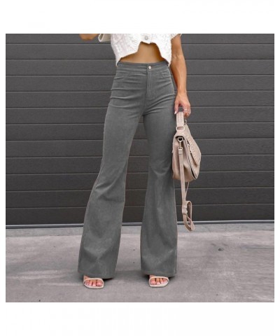 Women's Wide Leg Pants with Pockets High Waist Adjustable Knot Loose Casual Trousers Business Work Casual Pants 01-gray $12.2...