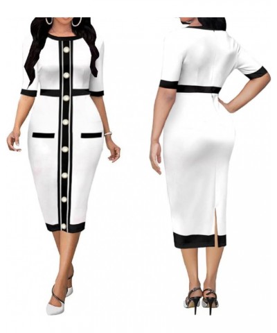 Women Sexy Dress Bodycon Work Dress Elegant Pencil Dress Whitea $18.62 Dresses